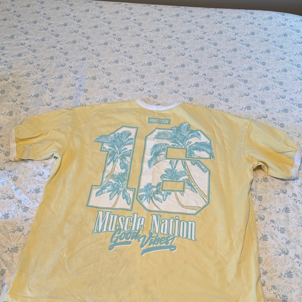 Muscle Nation Women's Yellow '16' Graphic Tee - Short Sleeve